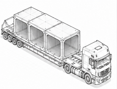 Modular civil infrastructure on transport trailer